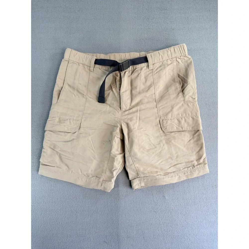 The North Face Shorts Mens XL Beige Nylon Hiking 9 Inseam Belted Cargo